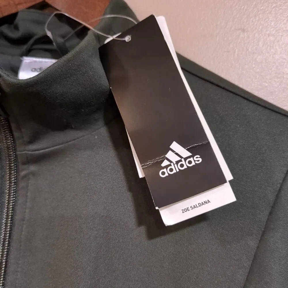 Adidas Track Jacket Olive Green Womens‎ XS Zoe Saldana Legacy Streetwear Gym Run